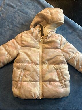 Old Navy Pink Beige Camo Puffer Jacket